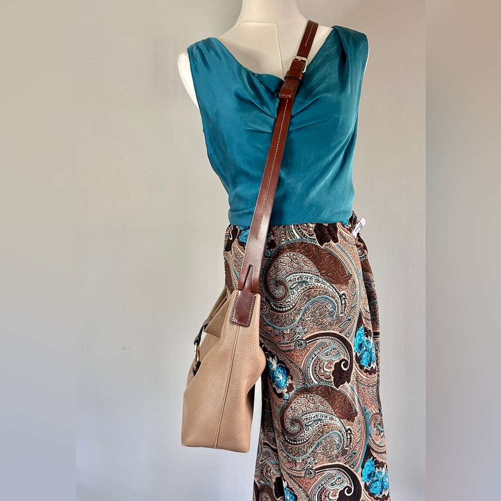 DOONEY & BOURKE Brown Pebble Leather Derby Hobo Slouchy Crossbody Bag Heritage - Picture 3 of 16